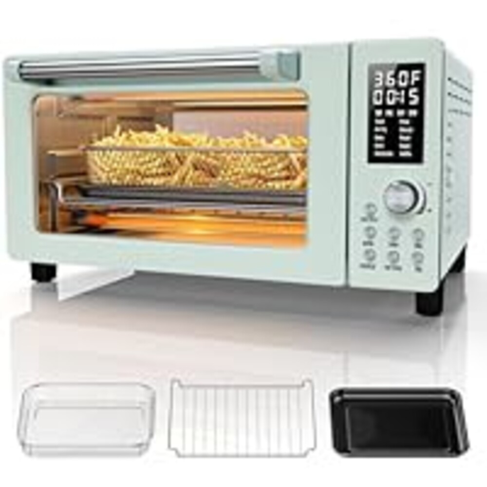 Nuwave Bravo Pro Smart 21QT Toaster Oven Air Fryer Combo, Convection Oven Countertop, 10 functions all in 1, with even & quick crisp technology, 50-450°F, 1800W, Mint Green