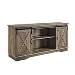 Walker Edison Richmond Modern Farmhouse Sliding Barn Door TV Stand for TVs up to 65 Inches, 58 Inch, Grey Wash