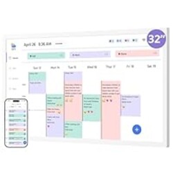 Digital Calendar 32 Inch Touch Screen, Electronic Wall & Desk Calendar Chore Chart for Monthly/Weekly Family Planner and Rewards, 1080P Interactive Display Smart Calendar for Home Organization - White