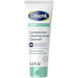 Cetaphil Gentle Clear Complexion-Clearing BPO Acne Cleanser with 2.6% Benzoyl Peroxide, Creamy and Soothing for Sensitive Skin, Suitable for All Skin Types, 4.2oz