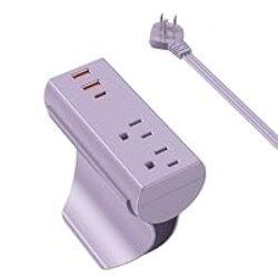 Update Removable Hidden Couch Charging Station, HEZI Sofa Outlet with 2 AC Outlets 3USB Ports (PD20W USB-C), 1050J Surge Protection, Flat Extension Cord for Furniture Couch (Purple, 6 FT)