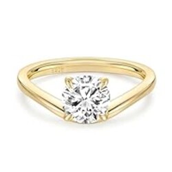 EAMTI 2CT 925 Sterling Silver Engagement Rings for Women Round Cut CZ Bands Solitaire Cubic Zirconia Curved Wedding Promise Gold Rings for Her Size 5