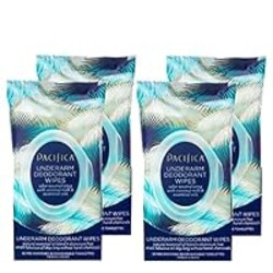 Pacifica Beauty Coconut Milk & Essential Oils Underarm Deodorant Wipes, Helps Remove Odor, Aluminum-Free, Vegan & Cruelty-Free, 30 Wipes (4-Pack)