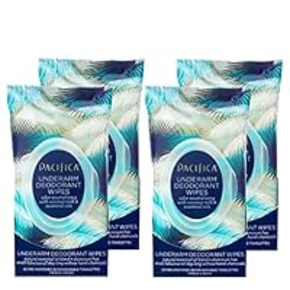 Pacifica Beauty Coconut Milk & Essential Oils Underarm Deodorant Wipes, Helps Remove Odor, Aluminum-Free, Vegan & Cruelty-Free, 30 Wipes (4-Pack)