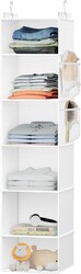 VERONLY Hanging Closet Organizer and Storage with Bamboo Support, 6-Shelf Closet Hanging Storage Shelves, Closet Organizers Easy Mount Foldable for Bedroom