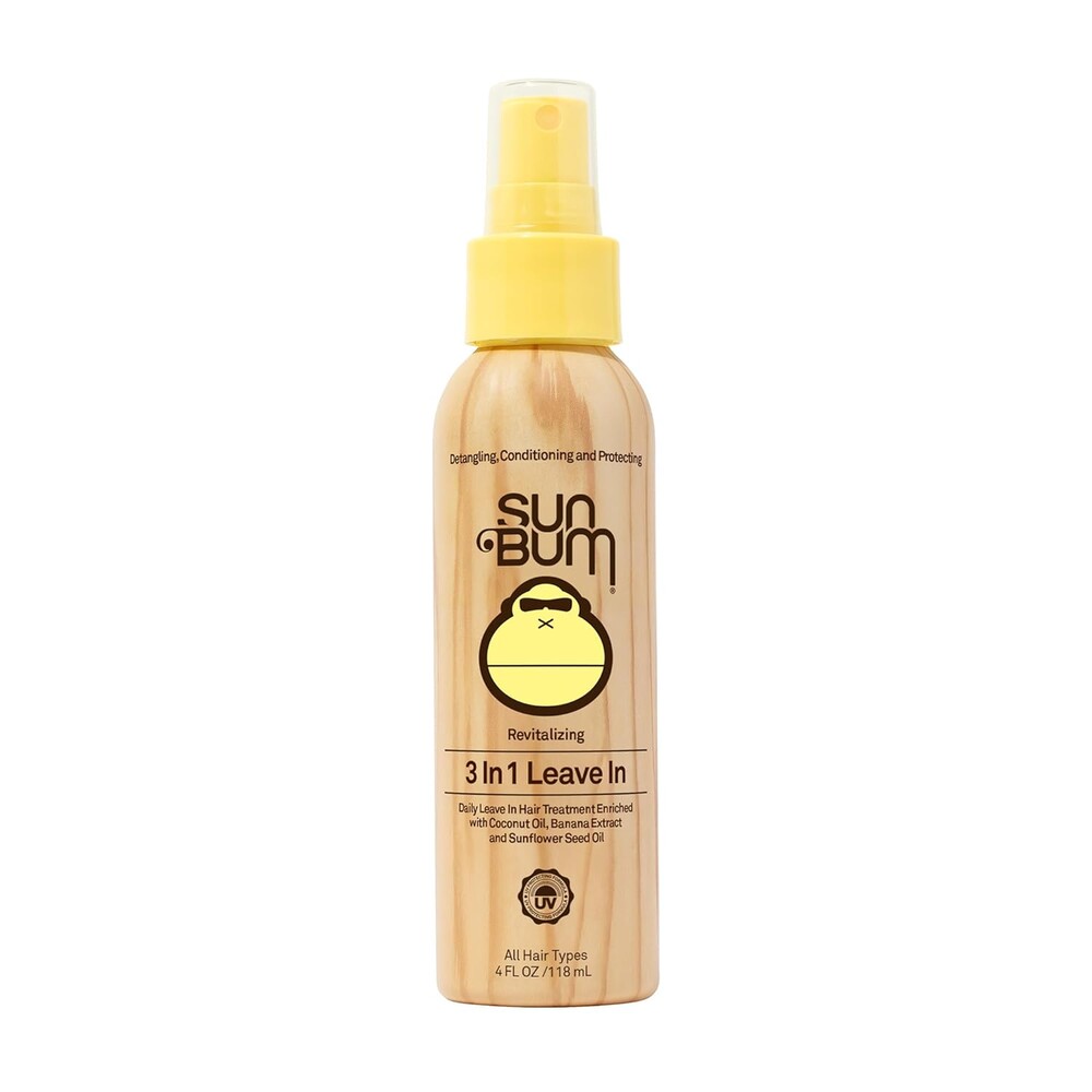 Sun Bum Revitalizing 3 in 1 Leave In Conditioner - Anti Frizz Detangler - Color Friendly with UV Protection - Enriched with Coconut Oil and Banana - 4 oz | Revitalizing, 3 in 1, Leave In Conditioner, Banana