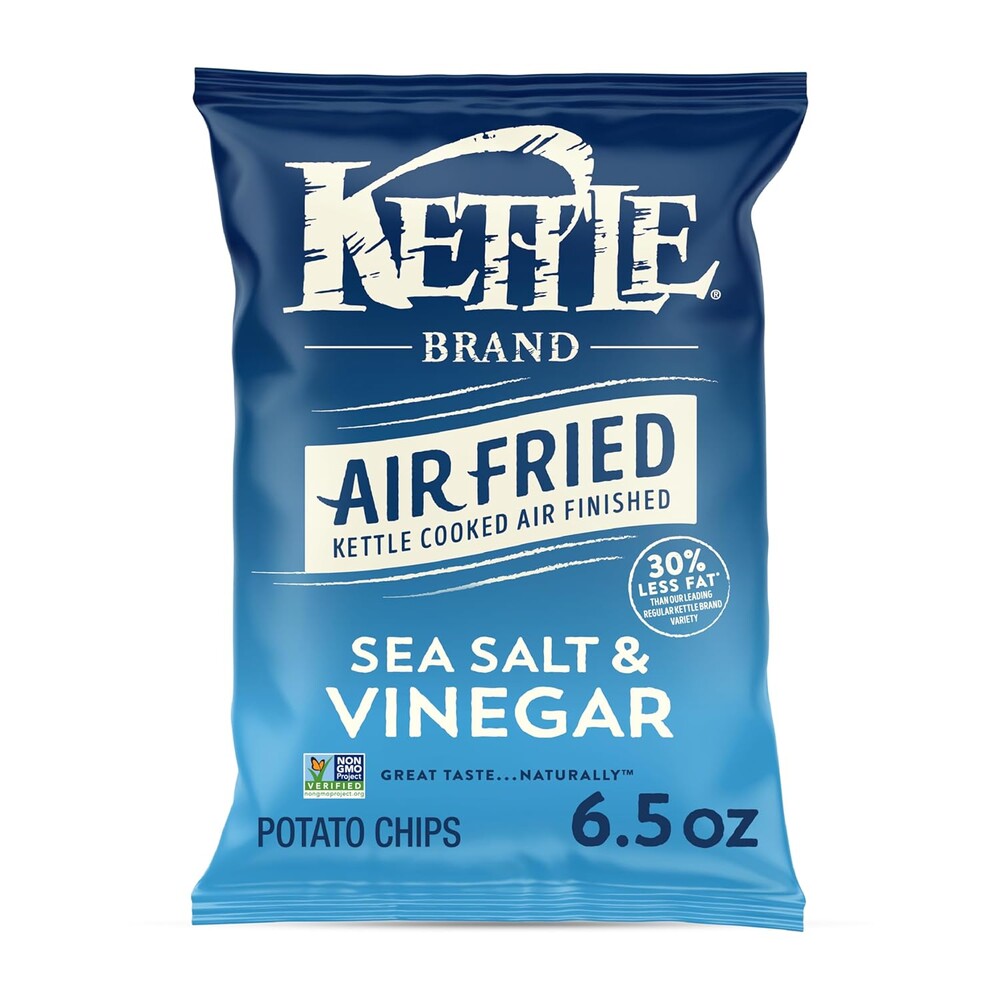 Kettle Brand Potato Chips, Air Fried Sea Salt & Vinegar Kettle Chips, 6.5 Oz Bag