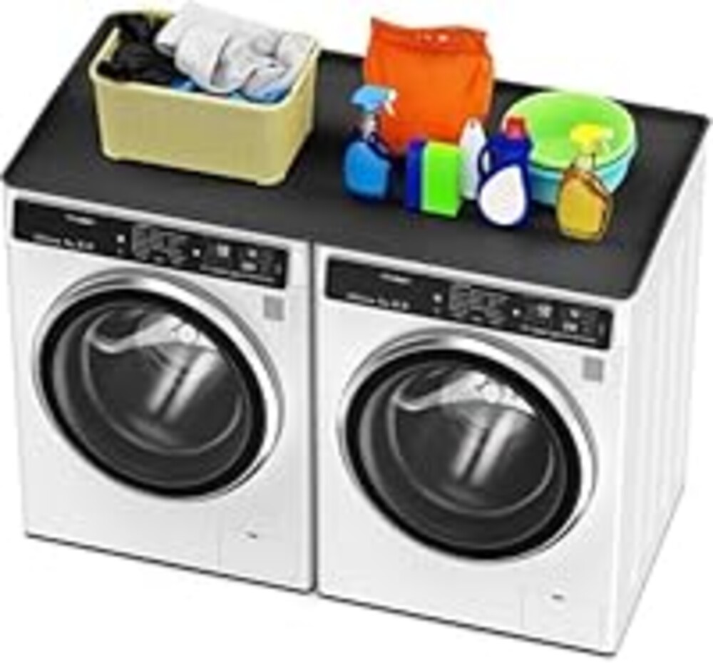 Washer dryer countertop - Large 52"×26" washer and dryer covers ，Non-slip Waterproof Washing Machine Cover Protector Top Load，washer and dryer covers for the top for Laundry & Kitchen (S-Black)