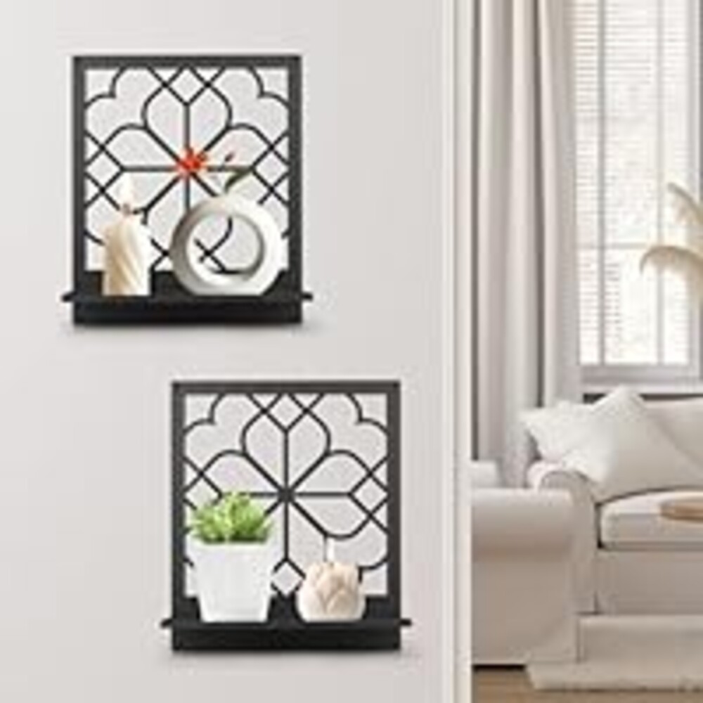 Tongyuyan 2 Pack Metal Wall Shelf,Floating Shelves for Wall,Wall Shelves for Living Room,Living Room Wall Decor,Suitable for Living Room,Bedroom,Bathroom (11x 13 in)