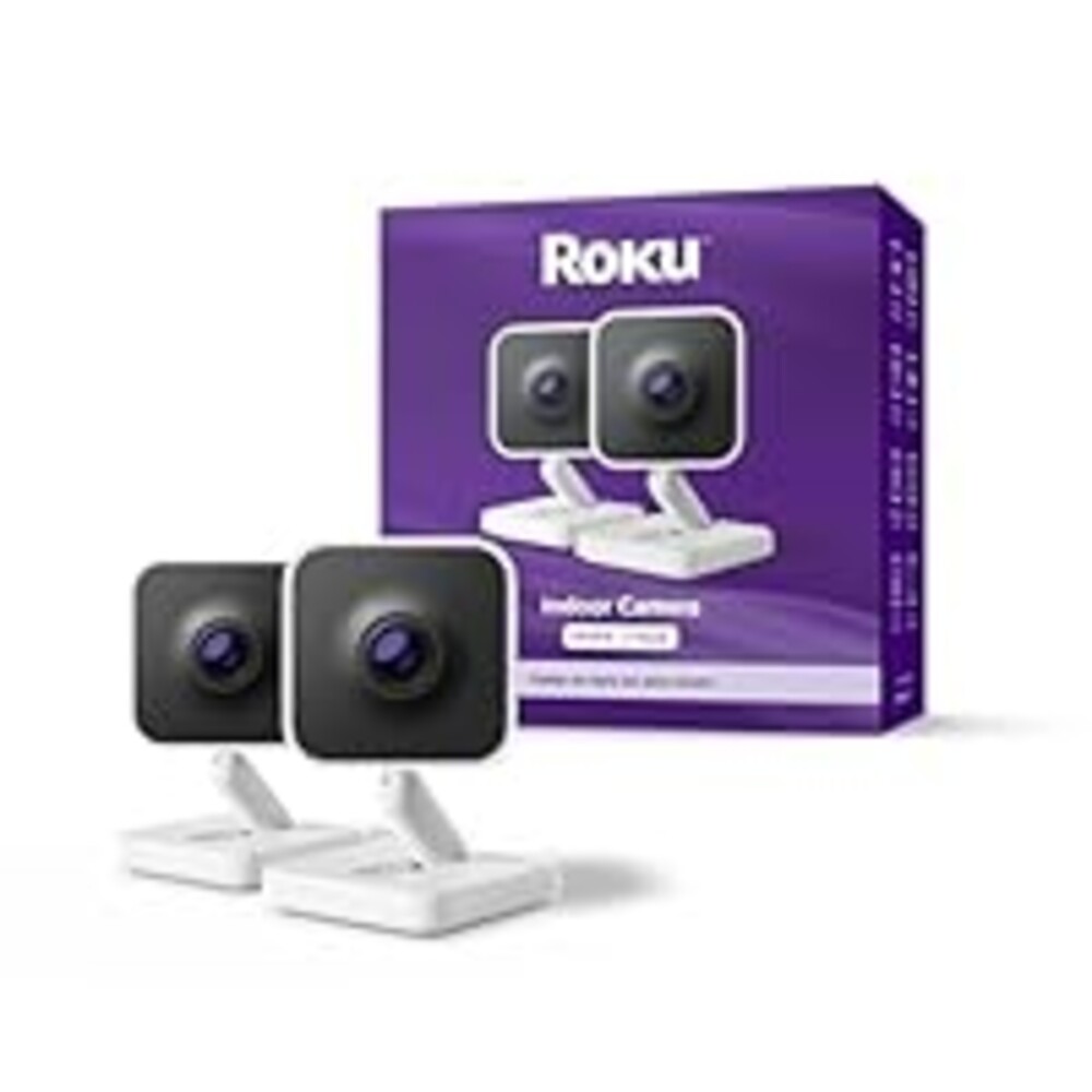 Roku Indoor Camera - Home Security - 2-Pack - Wired Security Camera & Pet Monitor with 1080p HD Color Night Vision, Works with Alexa & Google, Motion & Sound Detection, WDR & WiFi 6