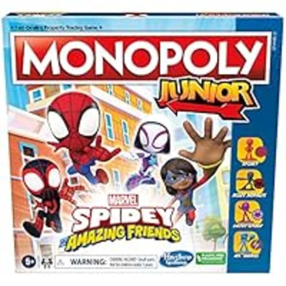 Monopoly Junior: Marvel Spidey and His Amazing Friends Edition Board Game for Kids Ages 5+, with Artwork from The Animated Series, Kids Board Games (Amazon Exclusive)