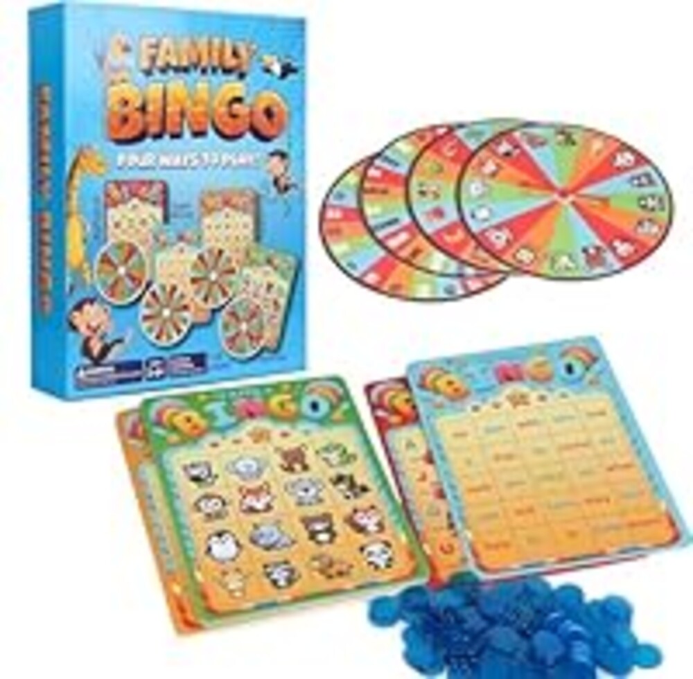 Travofun 4-in-1 Educational Bingo Game for Kids 3-6 | Alphabet, Sight Words, Numbers & Animals Learning Toy | Preschool Classroom Must Haves | Family Board Game for 2-4 Players (Blue)