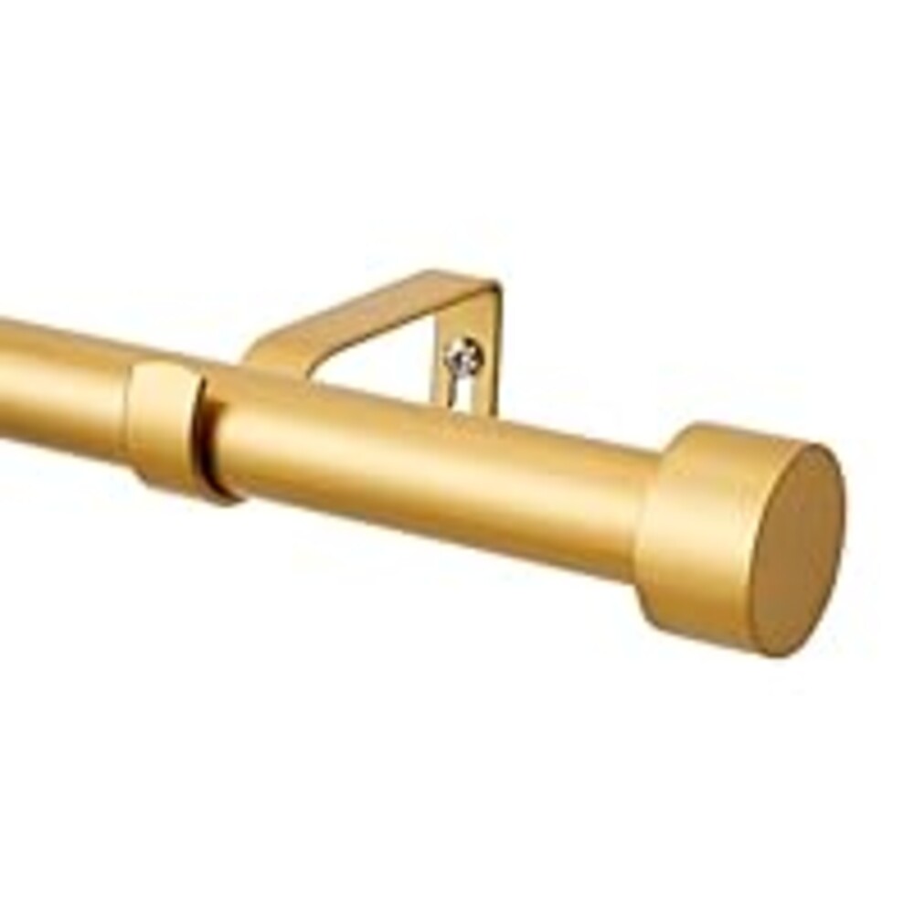 WL.Rocaille 3/4 Inch Curtain Rods Single Window Rod 30-84 Inches, with Aluminium Finials, Gold Drapery Rod