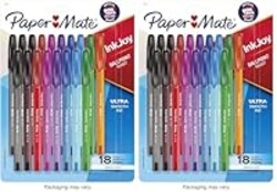 Paper Mate InkJoy 100ST Ballpoint Pens, Medium Point (1.0mm), Assorted, 18 Count (Pack of 2)