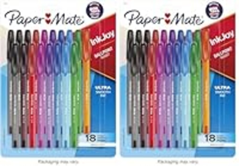 Paper Mate InkJoy 100ST Ballpoint Pens, Medium Point (1.0mm), Assorted, 18 Count (Pack of 2)