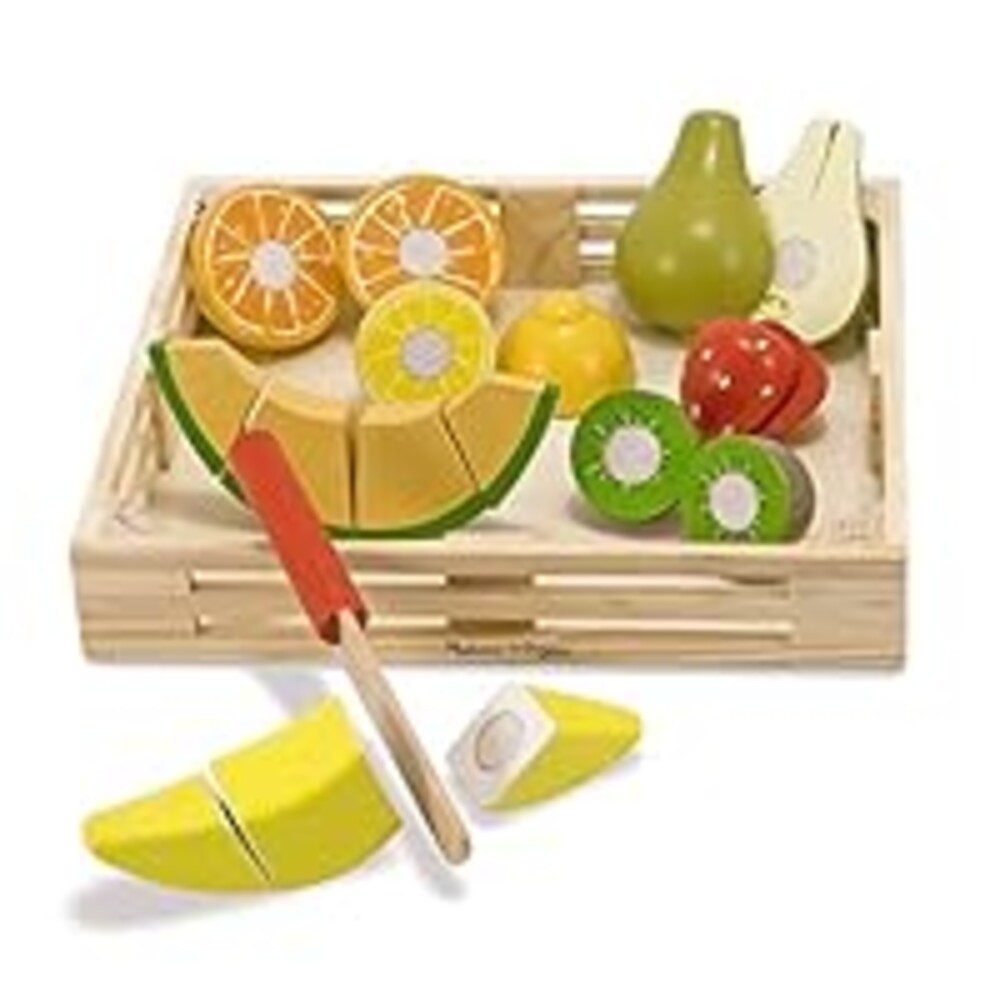 Melissa & Doug Wooden Cutting Fruit Toy Food Set & Pretend Play Kitchen Accessories, Preschool Learning Toys for Girls & Boys 3+