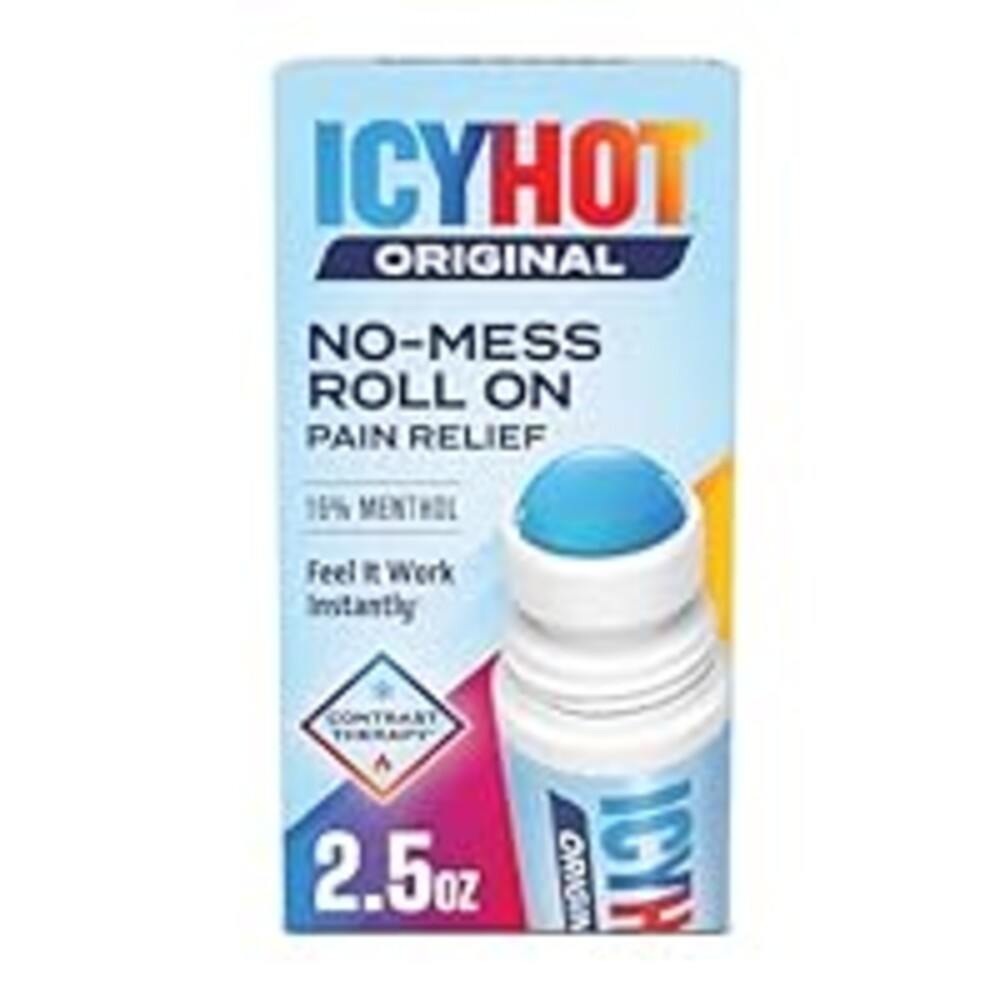 Icy Hot Original Pain Relief No-Mess Roll-On Applicator, Fast-Acting Pain Relief with Max Strength Menthol 16%, Contrast Therapy for Backaches, Joints, Muscle Strains and Arthritis, 2.5 oz