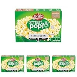 Orville Redenbacher’s Smart Pop! Kettle Corn Popcorn, Microwave Popcorn, 2.7 oz., 3-Count (Pack of 4)
