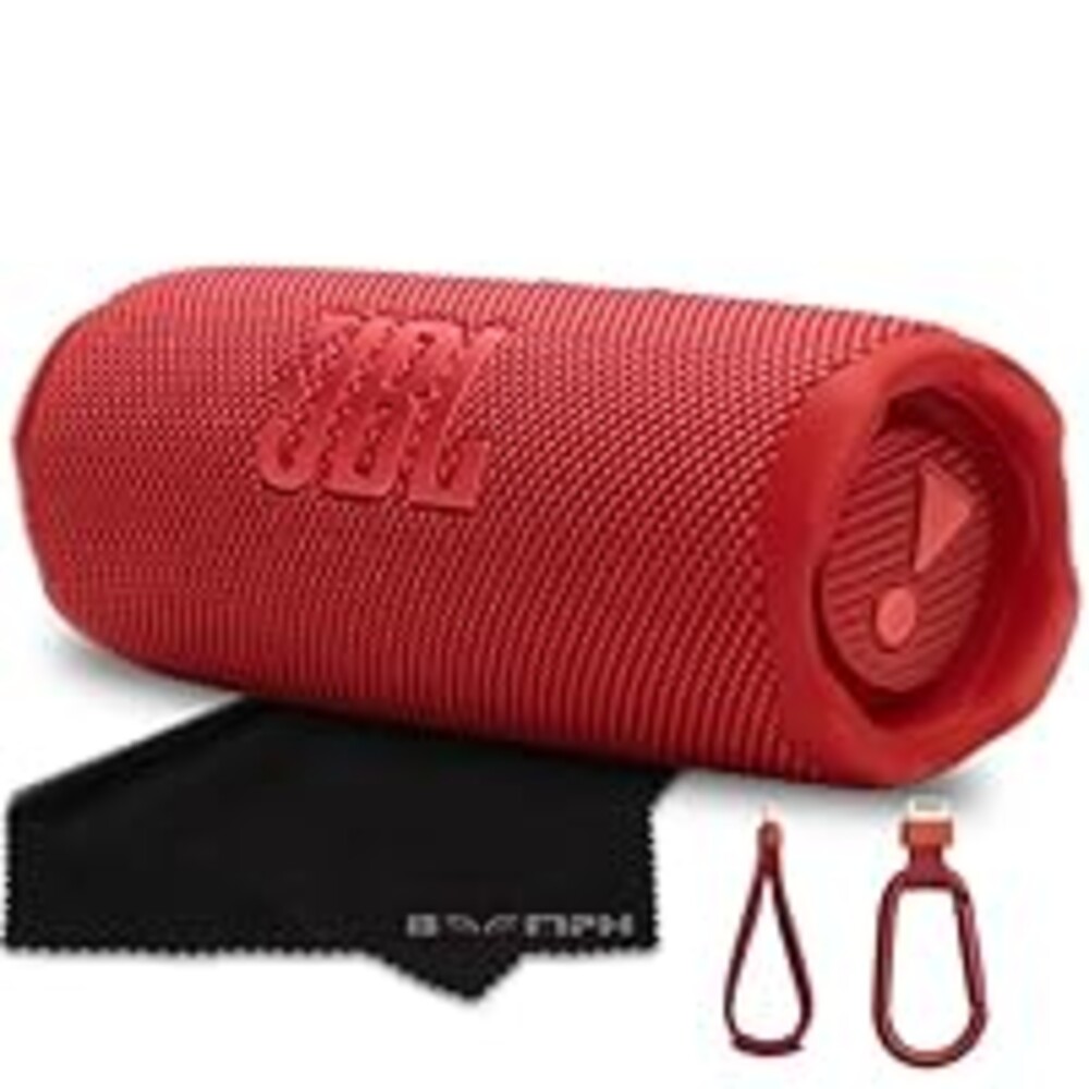 JBL Flip 7 Portable Bluetooth Speaker, IP68 Waterproof, Dustproof, Drop-Proof, PushLock System, AI Sound Boost, 16H Battery – Red – Boomph's Comprehensive Ultimate Performance Cloth Solution