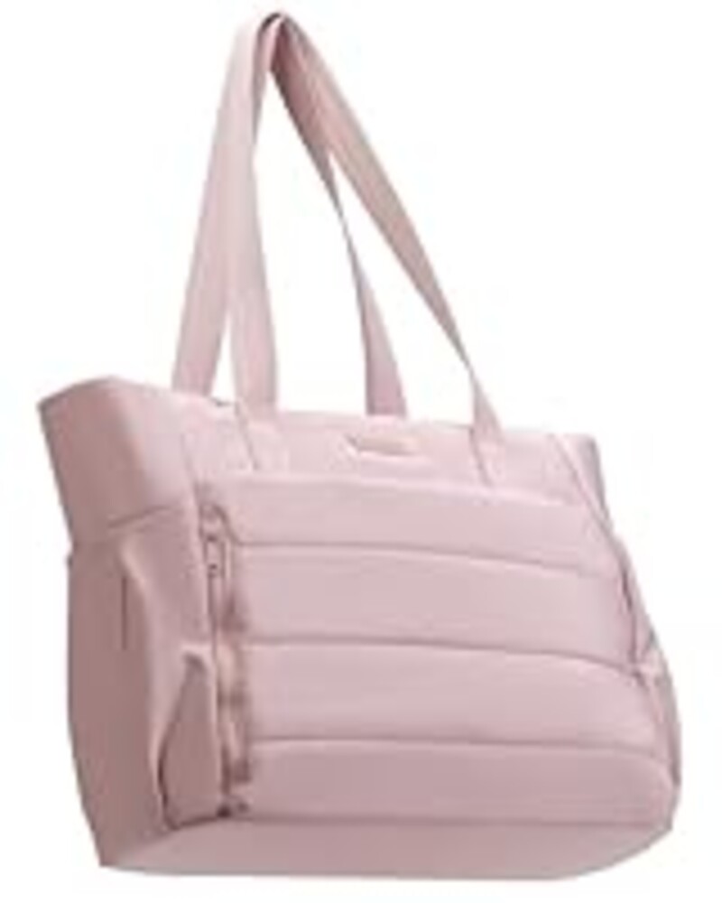 NISHEL Travel Puffy Tote Bag For Women, Ultra-Lightweight Large Tote Purse For Office Day And a Short Weekend, Peach Pink