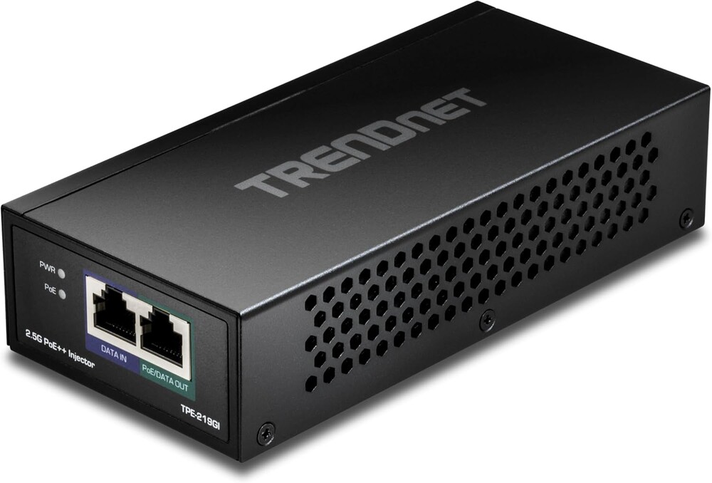TRENDnet 2.5G PoE++ Injector, TPE-219GI, Supplies (90W), (30W),(15.4W), 2.5GBASE-T RJ-45 Port, IEEE 802.3bt/802.3at/802.3af Compliant, Metal Housing, Network a Device up to 100m (328 ft.), Black