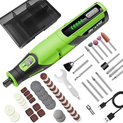 PHALANX Cordless Rotary Tool with 64 pcs Accessories, 2500mAh 4V Li-ion Battery, Type-C Fast Charging, 5 Speed 25000RPM Electric Grinder for Polishing, Engraving, Sanding, DIY Crafts (Green)