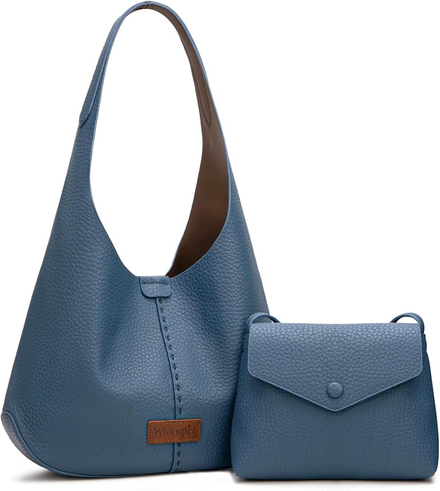 Wrangler Hobo Bag Purse for Women 2PCS Set, Slouchy Shoulder Handbags with Small Crossbody Bag