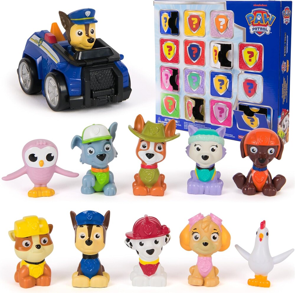 Paw Patrol Rewards Box Gift Pack, 8 Mini Figures, 2 Animal Figures, 4 Sticker Sheets & 1 Pup Squad Racer, Kids Toys for Boys & Girls Ages 3 and Up
