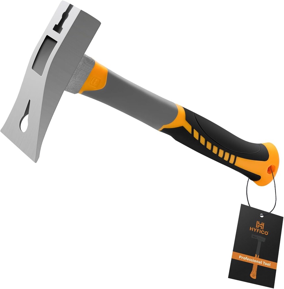 Pry Bar Hammer with Nail Puller - Unique Hammer Head 12.5" 18oz Pry Bar - Multi-Functional Tool with Cats Paw, Crowbar | Rubber Grip, Polished Beveled Claws - Forged Steel Design for Strength