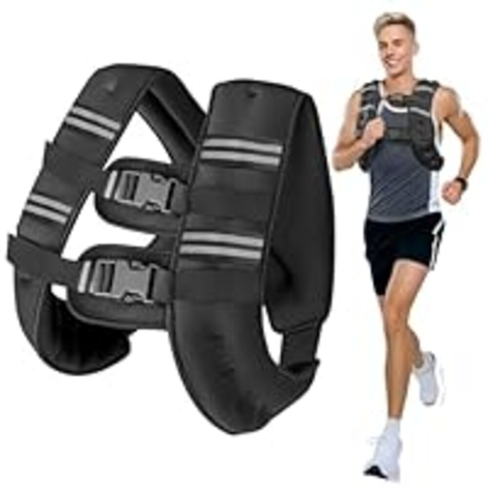 Wolliwa Weighted Vest for Woman Men,6lb/8lb/10lb/12lb/16lb/20Lb/25lb/30lb Weight Vest Reflective Stripe Adjustable Strap Back Pocket Running Vest Workout Strength Training Walking Jogging,Black 6lb