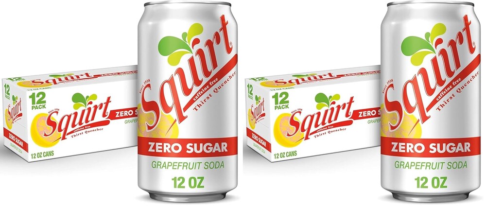 Squirt Zero Sugar Grapefruit Soda, 12 fl. oz. Cans, 12 Pack (Pack of 2)