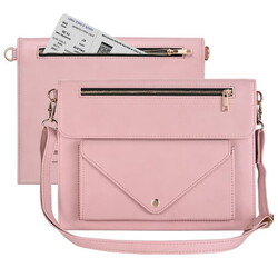 TECH CIRCLE Case for Apple iPad Pro 12.9 inch 6th/5th/4th/3rd Generation,Premium PU Leather Folio Stand Cover with Pencil Holder Zipper Pocket Bag Shoulder Hand Strap Protective Business Case,Pink