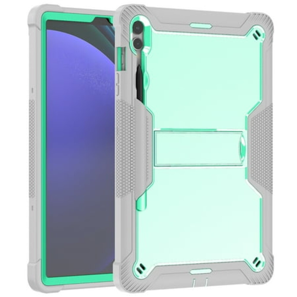 TECH CIRCLE 3-in-1 Case for Samsung Galaxy Tab S9 Plus Tablet 12.4 Inch 2023 (Model SM-X810) , Heavy Duty Shockproof Rugged Kids Case Cover with Sturdy Kickstand / Pen Holder, Green