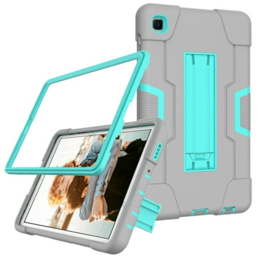 Galaxy Tab A7 Lite 8.7 Case 2021, TOPSHE Heavy Duty Rugged Kickstand Full-Body Hybrid Shockproof Drop Protection Cover for Samsung Galaxy Tab A7 Lite 8.7 SM-T220/T225/T227, Gray/Aqua