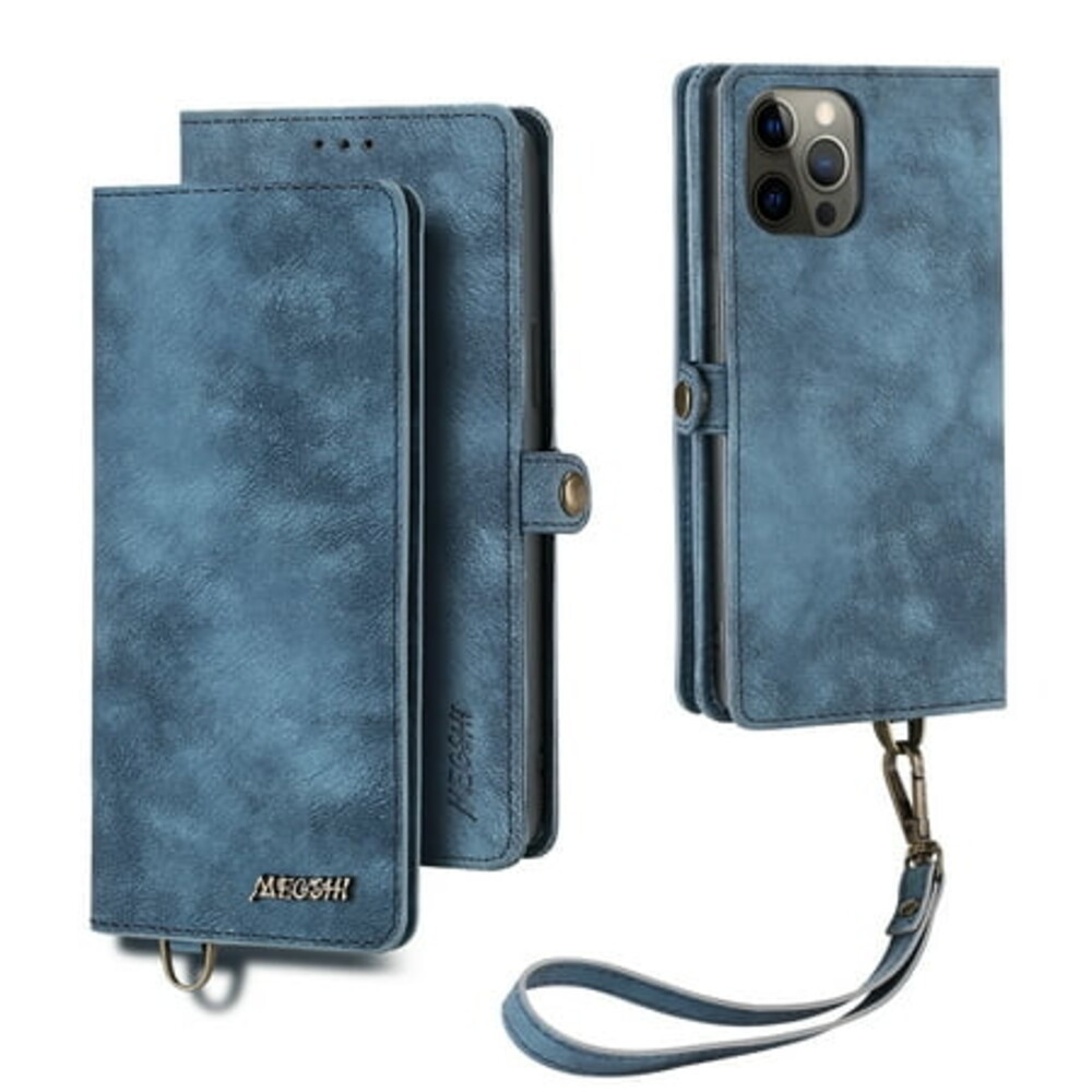 Magnetic Wallet Case for iPhone 13 Pro Max Flip Case, Luxury PU Leather Cover ID Cash Credit Card Slots Holder Carrying Pouch Folio Flip Case for Apple iPhone iPhone 13 Pro Max 6.7 inch,Blue