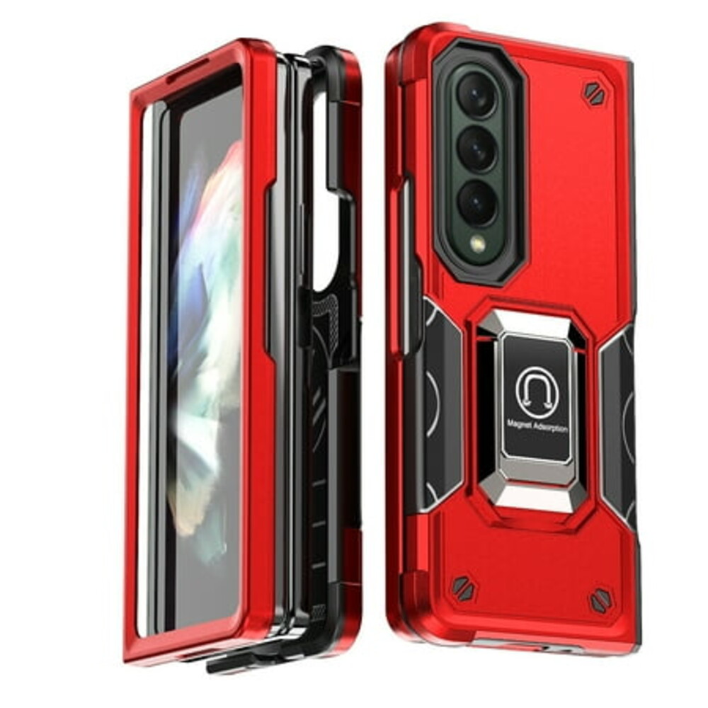TECH CIRCLE for Samsung Galaxy Z Fold 4 Case, Heavy Duty Shockproof Protective Stand Case Hybrid Rugged umper Rubber Protective Cover for Samsung Fold 4 5G 2022, Red
