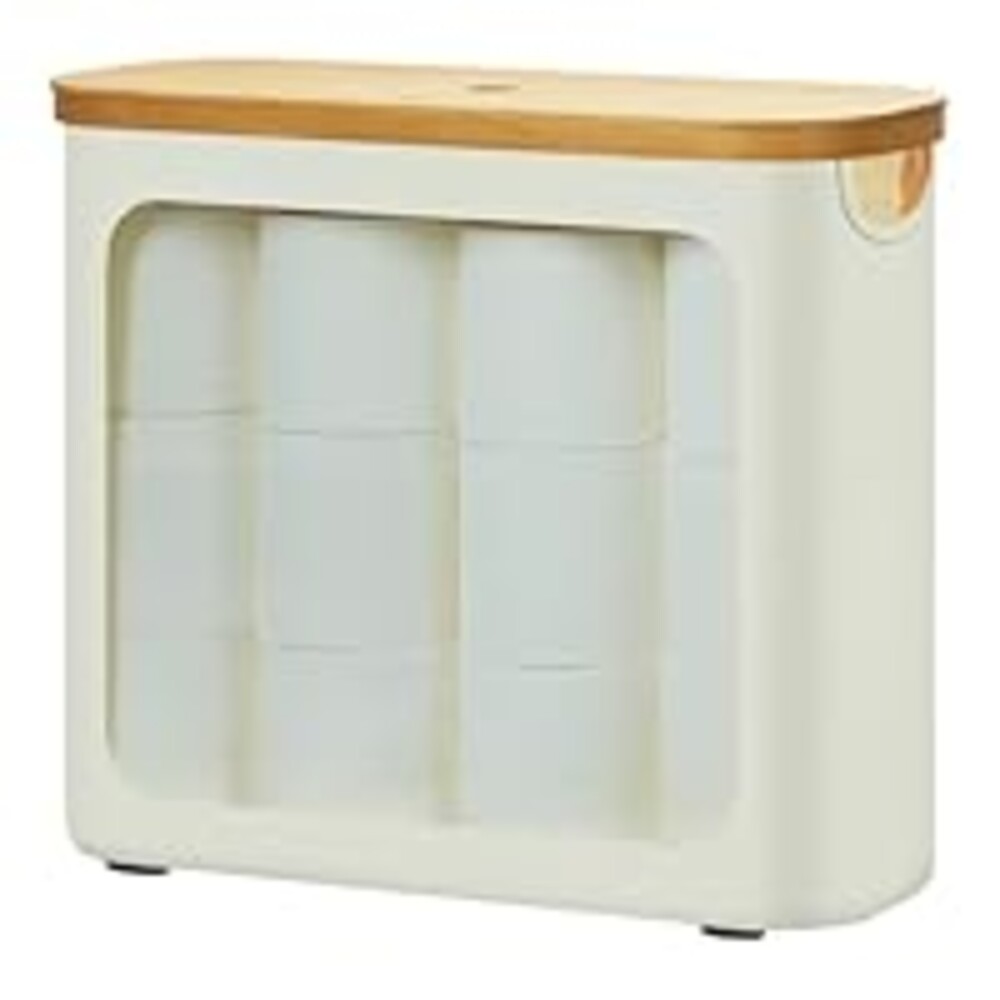 ROSOS Toilet Paper Storage with Lid, Large Toilet Paper Holder for up to 12 Rolls, Free Standing Bathroom Storage Organizer with Lid, Beige