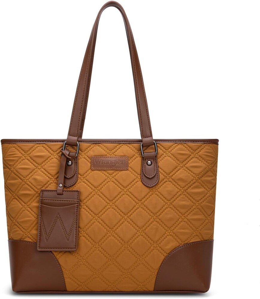 Wrangler Puffer Tote Bags for Women Medium Quilted Shoulder Bag for Work School Lifestyle Purse