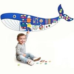 Rivibou Whale Foldable Activities Montessori Busy Board Toddler Busy Board Montessoris Toys for 3+ Years Old Wall Panel