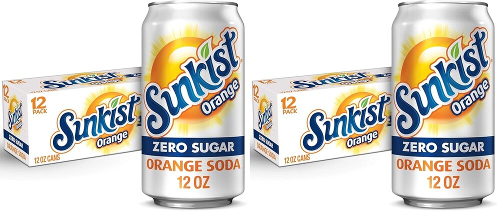 Sunkist Zero Sugar Orange Soda | 12 fl. oz. Cans | 12 Pack | Pack of 2