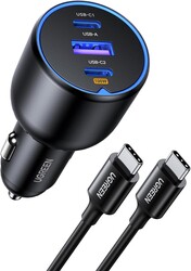 UGREEN 130W USB C Car Charger, PD 100W +PD 30W Type C Car Charger Adapter Compatible with iPhone 17/17 Air/17 Pro/17 Pro Max/16/15/14/13/12 Series, Galaxy S24 S23 Ultra, iPad, MacBook, and More