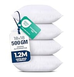 Utopia Bedding Throw Pillows (Set of 4, White) – 18 x 18 Inches Down Alternative Pillows for Bed, Sofa, and Couch - Fluffy Decorative Stuffer Pillow for Indoors & Outdoors