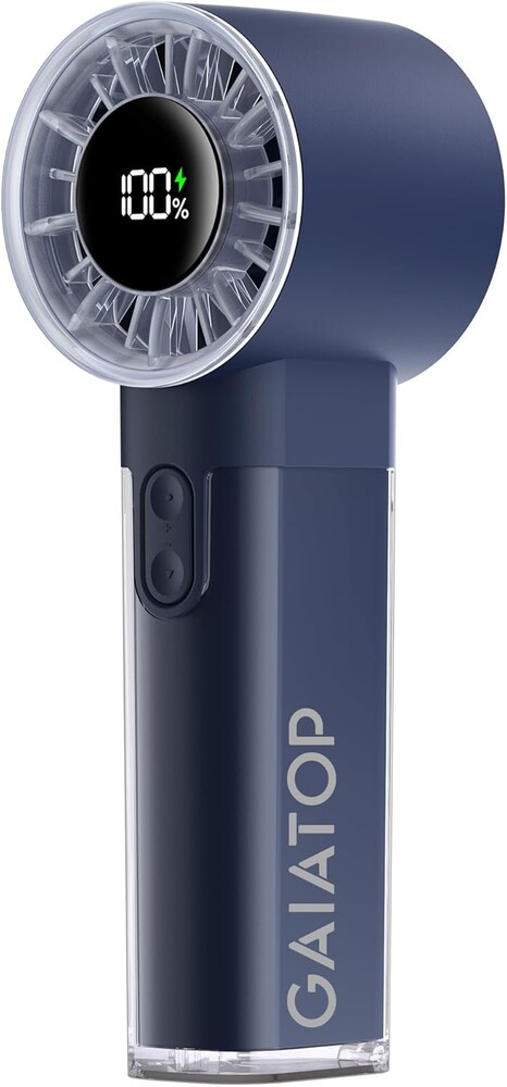 Gaiatop Portable Handheld Turbo Fan, 1-100 Adjustable High Speeds, 3-20Hrs Cooling Times, 4800mAh USB Rechargeable Portable Small Hand Fans with Lanyard for Outdoor, Travel, Home, Make Up, Navy Blue