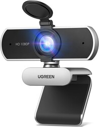 UGREEN Full HD 1080P Webcam with Microphone, 2 Noise-Canceling Mics, 85° Fov & Fixed Focus, Plug and Play, Auto Light Correction, Privacy Cover PC Camera for Zoom/Skype/Teams, Switch 2, Silver Grey