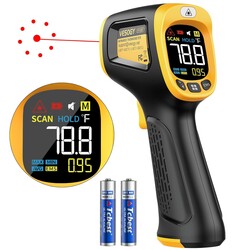 Infrared Thermometer Temperature Gun -58°F ~932°F, Digital Laser Thermometer Gun for Cooking, Pizza Oven, Grill & Engine, IR Thermometer Temp Gun with Adjustable Emissivity & Max-Min Measure