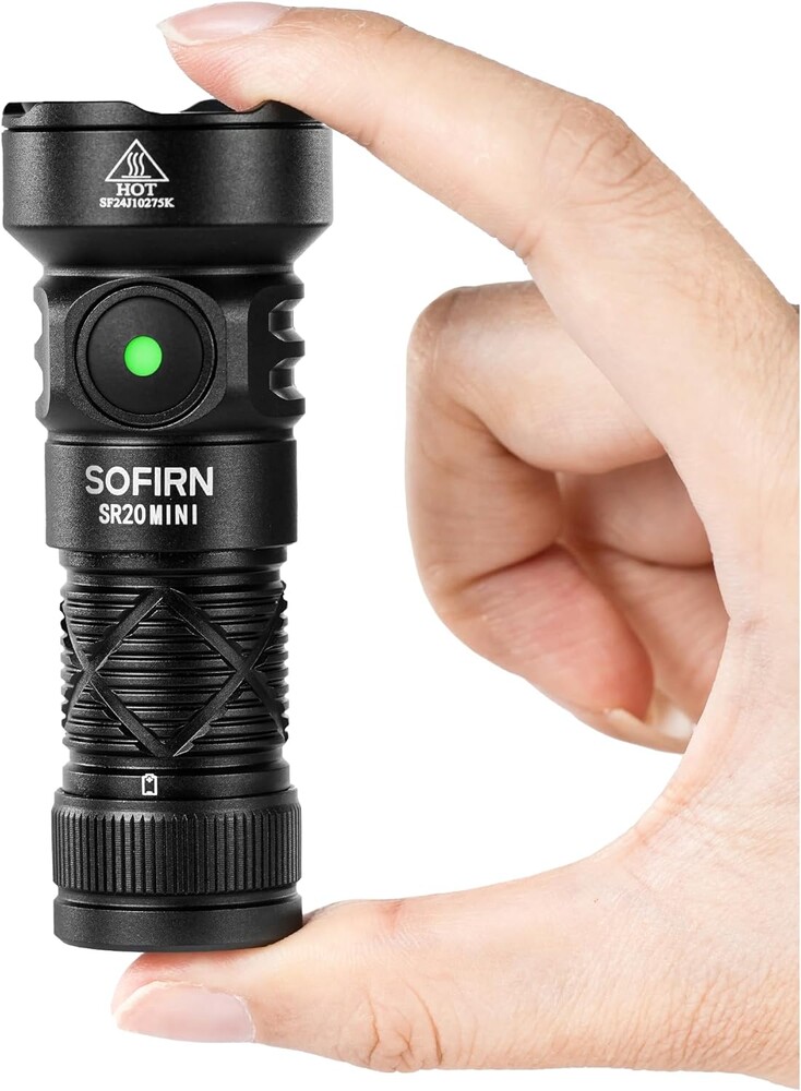 sofirn LED Rechargeable Pocket Red Flashlight, SR20 Mini Flashlight with 1200 Lumens Bright White Light, Red Light, Waterproof Small Light for Camping Hiking Hunting Fishing