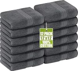 Utopia Towels 12 Pack Premium Wash Cloths Set, 12 by 12 Inches, 100% Cotton Ring Spun, Highly Absorbent and Soft Feel Washcloths for Bathroom, Spa, Gym, and Face, Grey