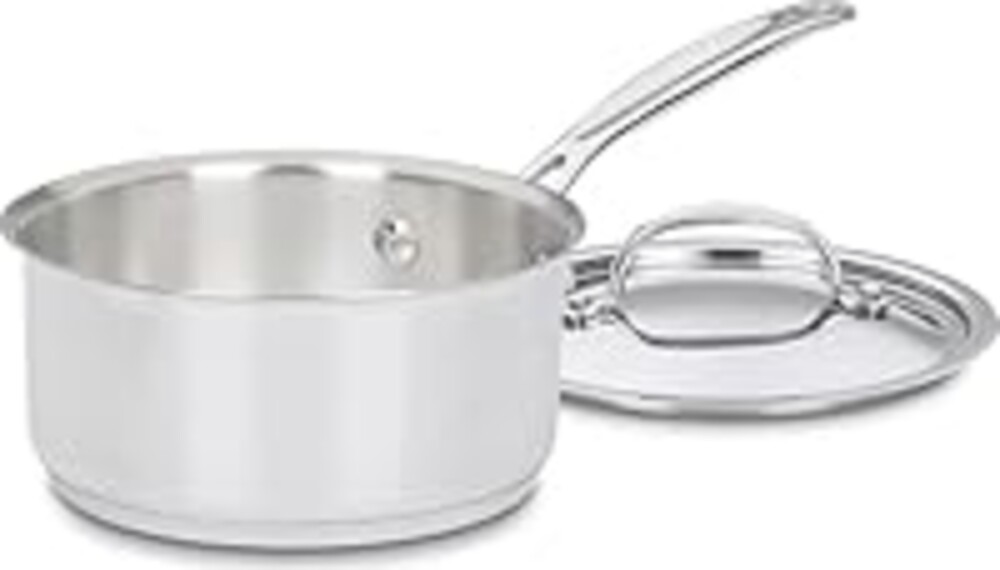 Cuisinart 1.5 Quart Sauce Pan with Cover, Stainless Steel Pot with Lid, Small Kitchen Pots, Dishwasher Safe, Compatible with Induction, Electric, Gas Cooktops, Oven Safe Saucepan, Cool Grip Handles