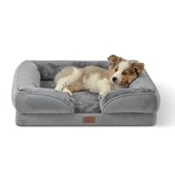 Bedsure Orthopedic Dog Bed Medium Size Dogs - Washable Small Medium Dog Cat Bed Waterproof, Comfort Cats Couch Sofa with Washable Removable Cover, Pets Bed with Nonskid Bottom, Grey, 28"