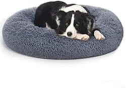 Original Calming Donut Dog and Cat Bed in Shag Fur, Dog Beds for Melium Dogs, Anti Anxiety Round Fluffy Plush Faux Fur Pet Bed XX-Large